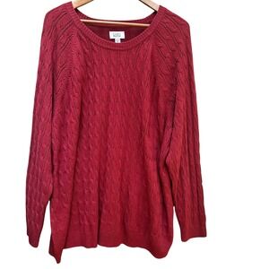 Croft & Barrow Sweater Cable Knit‎ Red Cottage Mature Fall Holiday Size 3X